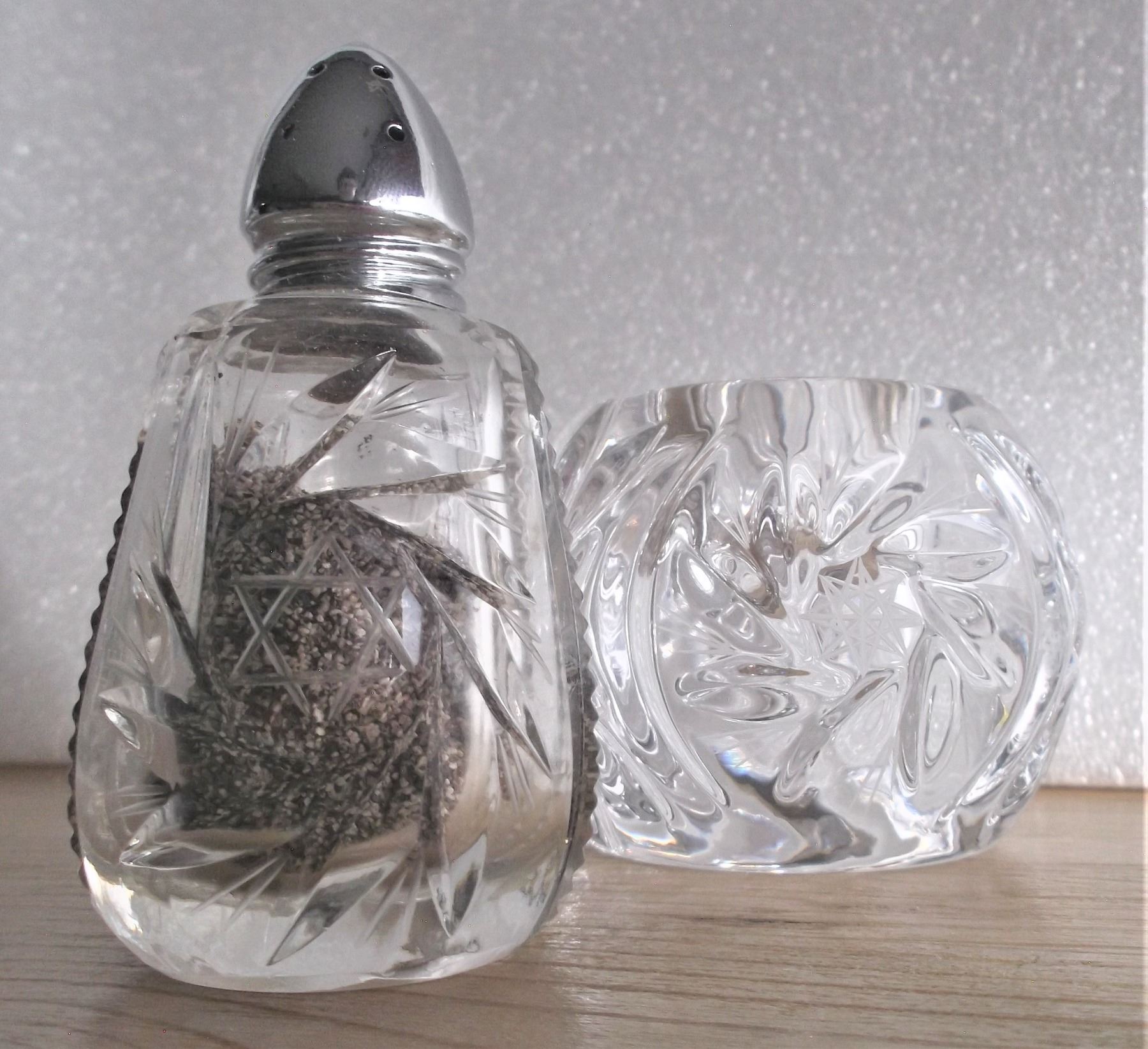 Lead Crystal Candle Holders and Salt/Pepper Shakers