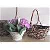 Image 2 : Porcelain Wicker Basket and Two Wicker Baskets