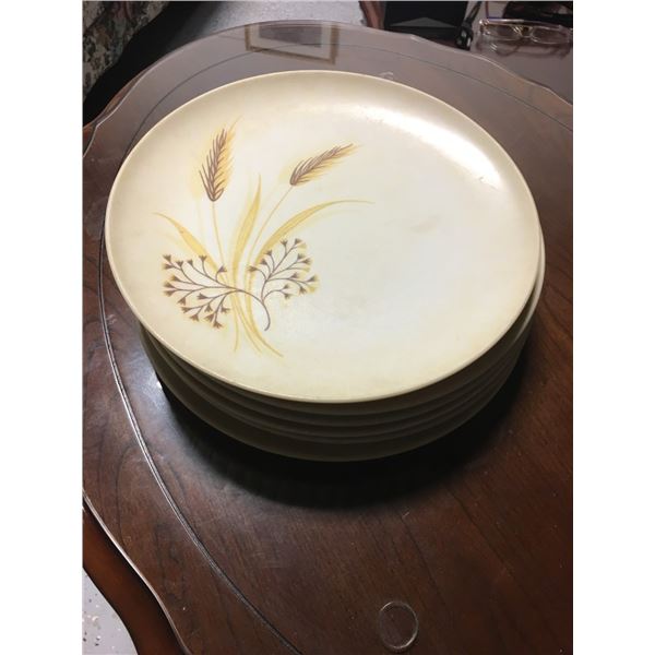 7 Melmac Plates Made in Canada - Vintage with Wheat Design