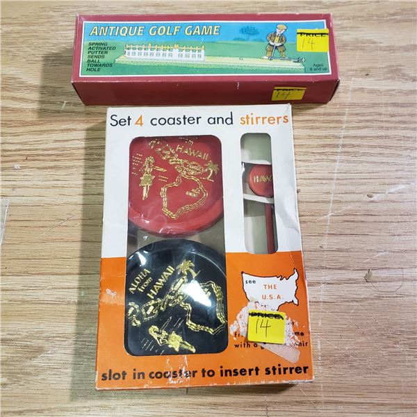Hawaii coasters and antique toy golf game