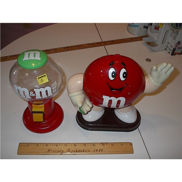 2 M&M candy dispensers