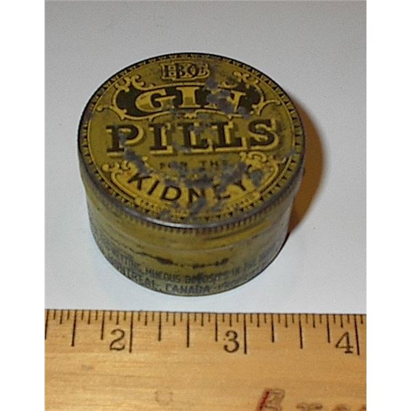 antique gin pill kidney box