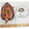 Image 2 : Antique Mothers Pizza Glass + Antique Turtle Box