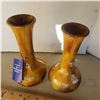 Image 4 : Blue Mountain Pottery 2 Brown + Yellow Vases
