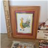 Image 2 : Kitchen closed sign rooster tin and lady bug ear buds, free range chicken water colour original sign