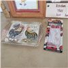 Image 3 : Kitchen closed sign rooster tin and lady bug ear buds, free range chicken water colour original sign