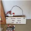 Image 4 : Kitchen closed sign rooster tin and lady bug ear buds, free range chicken water colour original sign