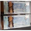 Image 4 : (4) Canadian Uncirculated $5.00 bills (Sequential)