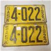 Image 1 : 1923 Pair / set  Saskatchewan Liscence Plate vintage original Sask plate