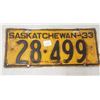 Image 1 : 1933 Saskatchewan Liscence Plate vintage original Sask plate