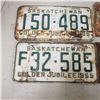 Image 2 : 1955 x4 Saskatchewan Liscence Plate vintage original Sask plate