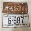Image 2 : 1959 x2 Saskatchewan Liscence Plate vintage original Sask plate