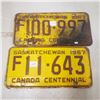 Image 1 : 1967 x2 Saskatchewan Liscence Plate vintage original Sask plate