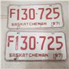 Image 2 : 1971 pair Saskatchewan Liscence Plate vintage original Sask plate
