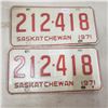 Image 1 : 1971 Pair Saskatchewan Liscence Plate vintage original Sask plate