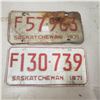 Image 1 : 1971 x2 Saskatchewan Liscence Plate vintage original Sask plate