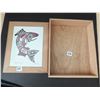 Image 2 : 668 HAIDA ART: TILE  PACIFIC SALMON BIX “87 WOOD BOX