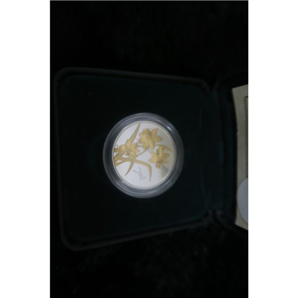 2003 Golden Daffodil 50 Cents. Sterling Silver with Gold Plating. Includes certificate of authentici