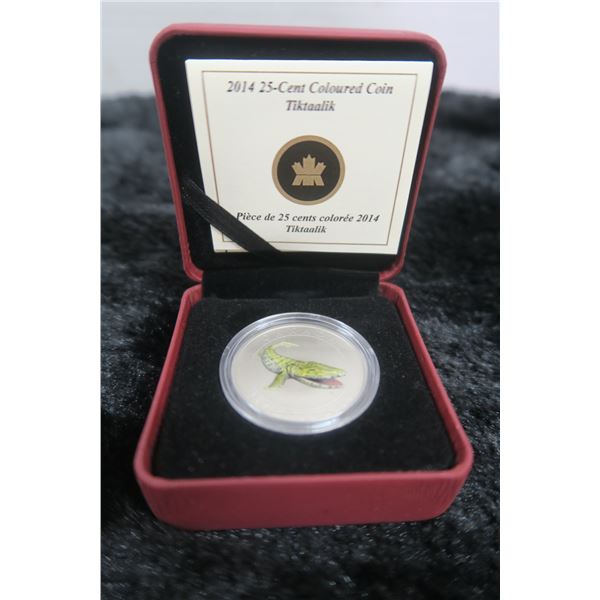 2014 Tiktaalik Dinosaur Colourized 25 Cents. A creature that bridged the evolutionary gap between se