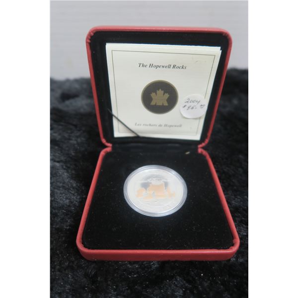 2004 Hopewell Rocks. Rock formation in the Bay of Fundy.  Proof. One ounce .9999 pure Silver with Go