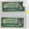 Image 1 : Lot of 2 different 1967 $1 notes. Issued during the 100th Anniversary (Centennial) of Canada in 1967