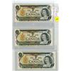 Image 1 : Lot of 3 Consecutive Serial Number 1973 $1 notes. Crow-Bouey signatures. BCD Prefix. BC-46b. Gem Unc