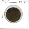 Image 1 : 1904 Canadian Large Cent. Scarce Date. VF-30.