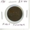 Image 1 : 1911 Canadian Large Cent. The first Large Cent issued for King George V. EF-40.
