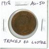 Image 1 : 1918 Canadian Large Cent. Last year of World War I. AU-50. Traces of Lustre.