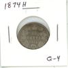 Image 1 : 1874H Canadian Victorian Silver 25 Cents. Heaton Mint. G-4.