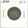 Image 1 : 1894 Canadian Victorian Silver 25 Cents. G-4.