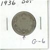 Image 1 : 1936 Dot 25 Cents. Key Date. Emergency Issue minted in early 1937 but bearing a Dot under the wreath