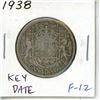 Image 1 : 1938 Silver 50 Cents. Key Date. Mintage of 192,018. F-12.