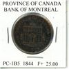 Image 1 : 1844 Province of Canada Bank of Montreal Half Penny Token. PC-1B5. Pre-Confederation Token. F-15.
