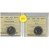 Lot of 2 Certified Canadian 25 Cents: 1992 Saskatchewan and 1992 B.C. Both ICCS certified and graded