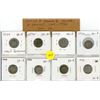 Image 1 : Complete set of 8 Canadian King George V Silver 10 Cents: 1929 – 1936. Coins grade VG-8.