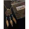 Image 2 : 1019- SS DREAM CATCHER/TURQUOISE FEATHER NECKLACE 18’INCHES