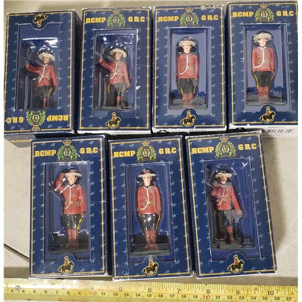 (7) Vintage RCMP GRC Handpainted Metal Mountie Figure