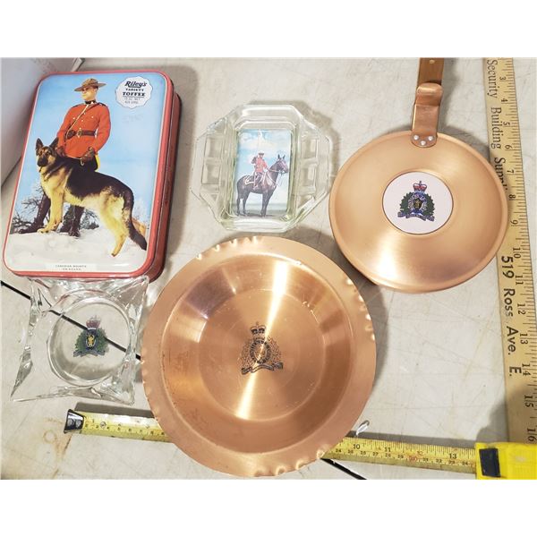 Royal Canadian Mounted Police ashtray tin lot Lot Plate RCMP