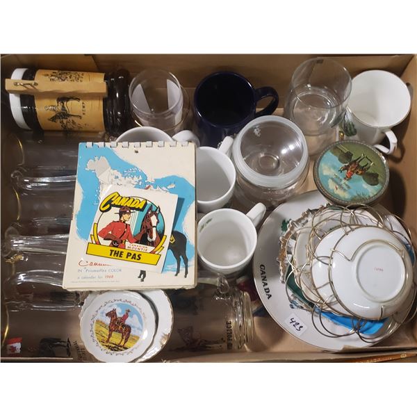 huge RCMP collector lot mugs,  pints, two coaster sets, tons of plates , very cool salt and pepper G