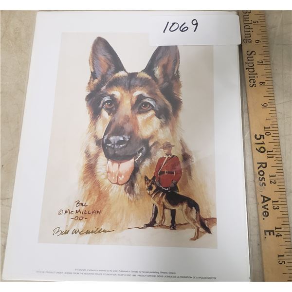 RCMP with Dog Art piece by Bill McMillan