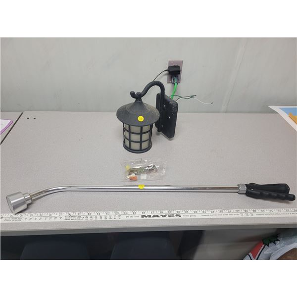 Outdoor light, garden hose watering attachment