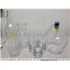 Image 1 : 4 Drinking glasses, juicer, bottle and small glass vase