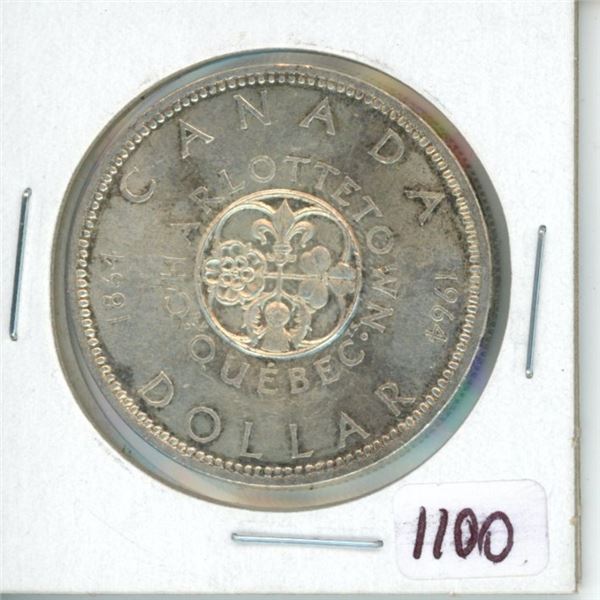 1964 Charlottetown Quebec centennial siver dollar coin $1