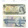 Image 1 : two bills $1, $5 one dollar bill five dollar bill