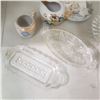 Image 2 : vintage glass crystal and other dishes, includes very nice footed etched bowl