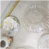 Image 8 : vintage glass crystal and other dishes, includes very nice footed etched bowl