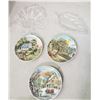 Image 6 : 5 pieces, 3 Currier and Ives plates with two glass/crystal candy dishes