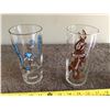 Image 1 : Vintage 1973 Pepsi Looney Tunes Road Runner and Wile E. Cyote water glasses.  Like new