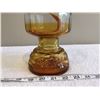 Image 3 : Vintage amber glass oil lamp, 8" tall, no chimney.  Very nice cond.